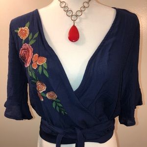 Papaya Crop Wrap Tie Top